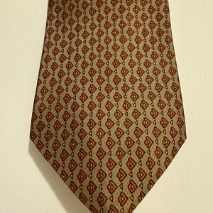 Jacobson's Sophisticated Geometric Men's Tie in Brown and Red‎